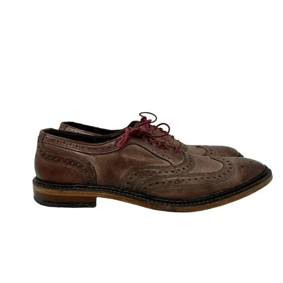 Allen Edmonds Mens Neumok Oxford Size 9.5 B Wingtip Brogue Brown Leather Shoe - Picture 6 of 14